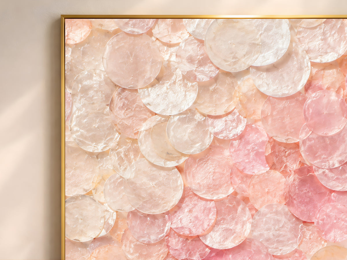 Blush Pink Wall Art, Capiz Shell Abstract Print - Digital Download