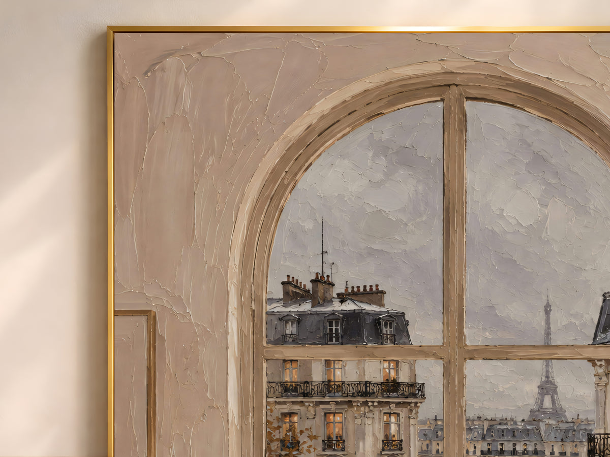 Paris Window Wall Art, Rainy Eiffel Tower View Print - Digital Download