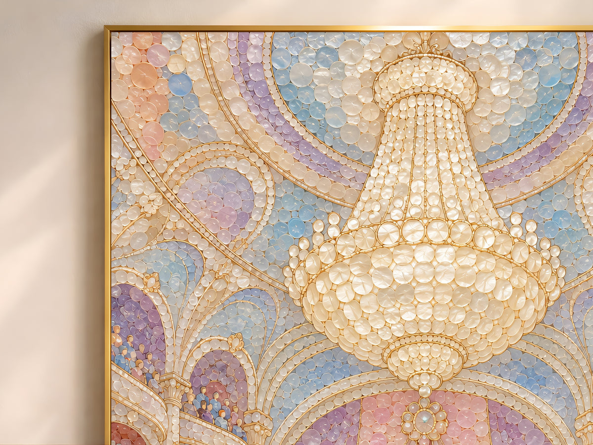 Pastel Ballet Theater Wall Art, Whimsical Mosaic Opera House Print - Digital Download