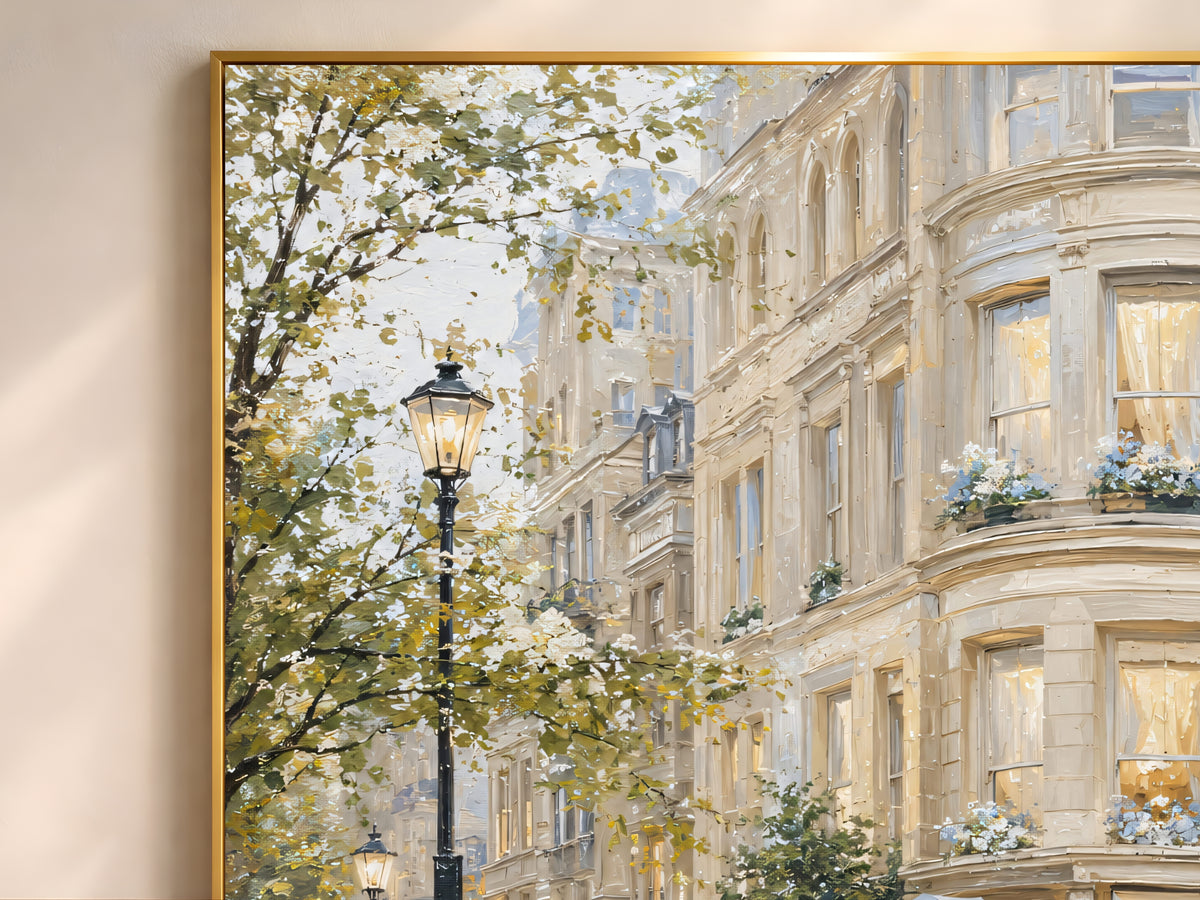 Woman With Umbrella Print, Rainy European Street Painting - Digital Download