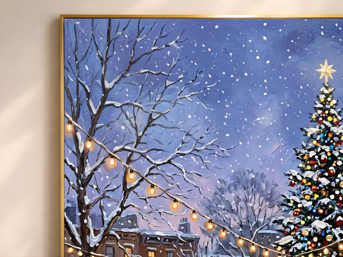 Christmas Ice Skating Print, NYC Christmas Wall Art - Digital Download