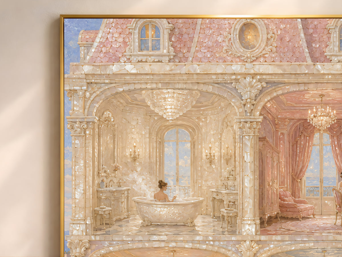 Cutaway House Wall Art, French Riviera Print - Digital Download