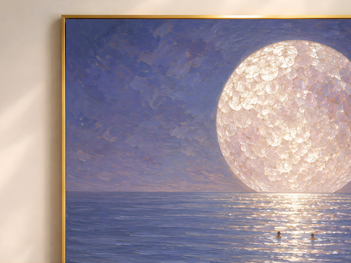 Moonlit Beach Wall Art, Coastal Grandmother Print - Digital Download