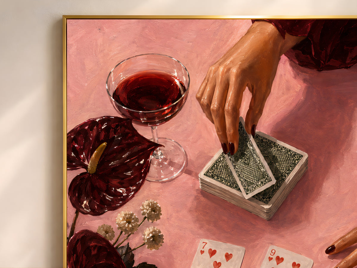 Playing Cards Wall Art, Moody Poker Night Print - Digital Download