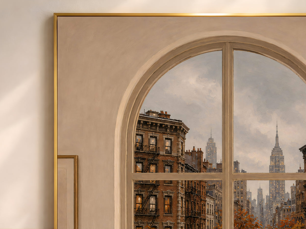 New York Window Wall Art, Rainy Empire State Building View Print - Digital Download