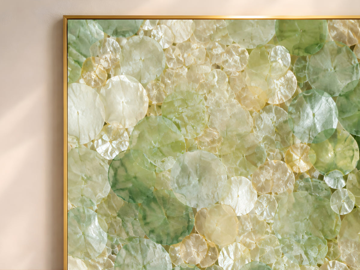 Sage Green Capiz Shell Wall Art, Jade Ombre Print - Digital Download