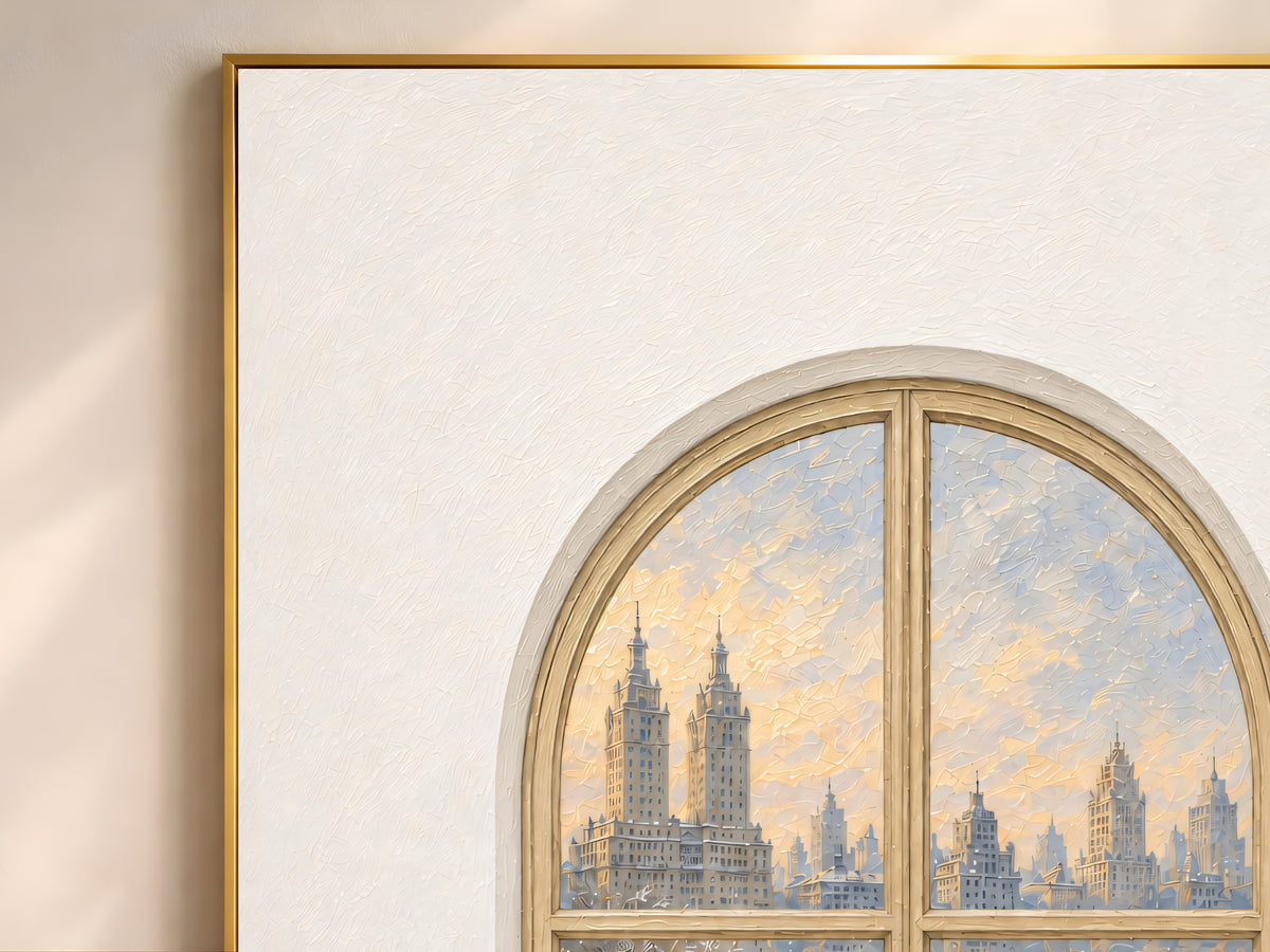 Central Park Window Wall Art, Snowy Winter Bridge View Print - Digital Download