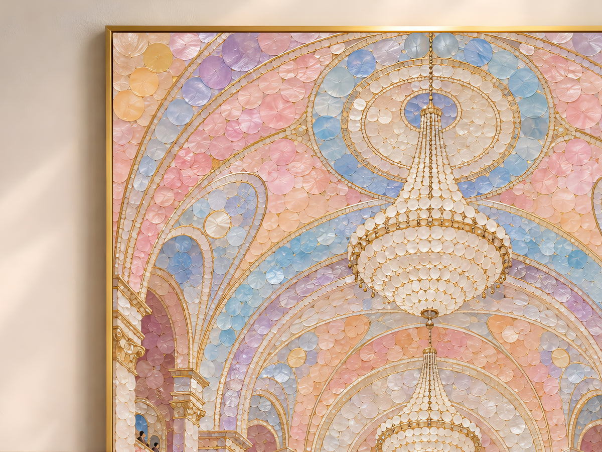 Pastel Orchestra Concert Hall Wall Art, Maximalist Mosaic Print - Digital Download