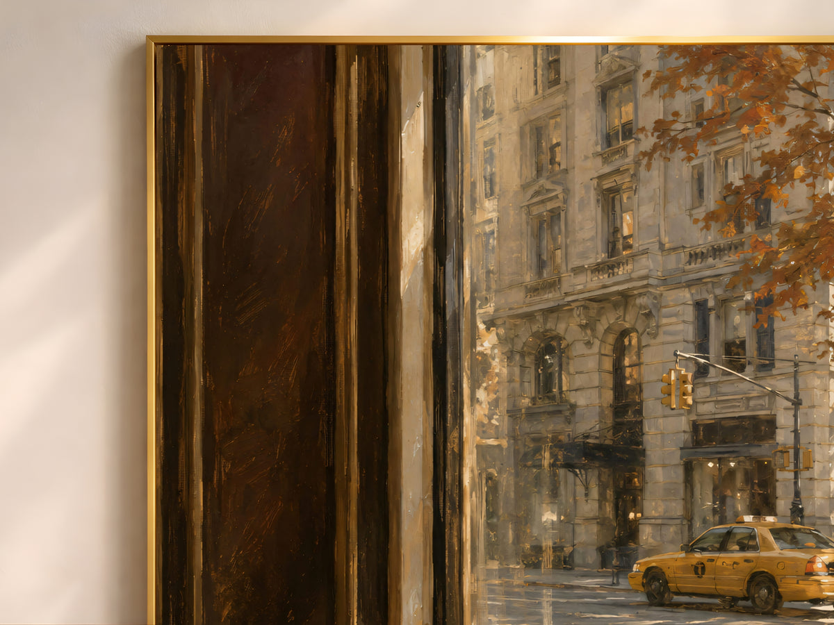 Autumn in New York Wall Art, Cozy Cafe Print, NYC Coffee Shop Painting - Digital Download