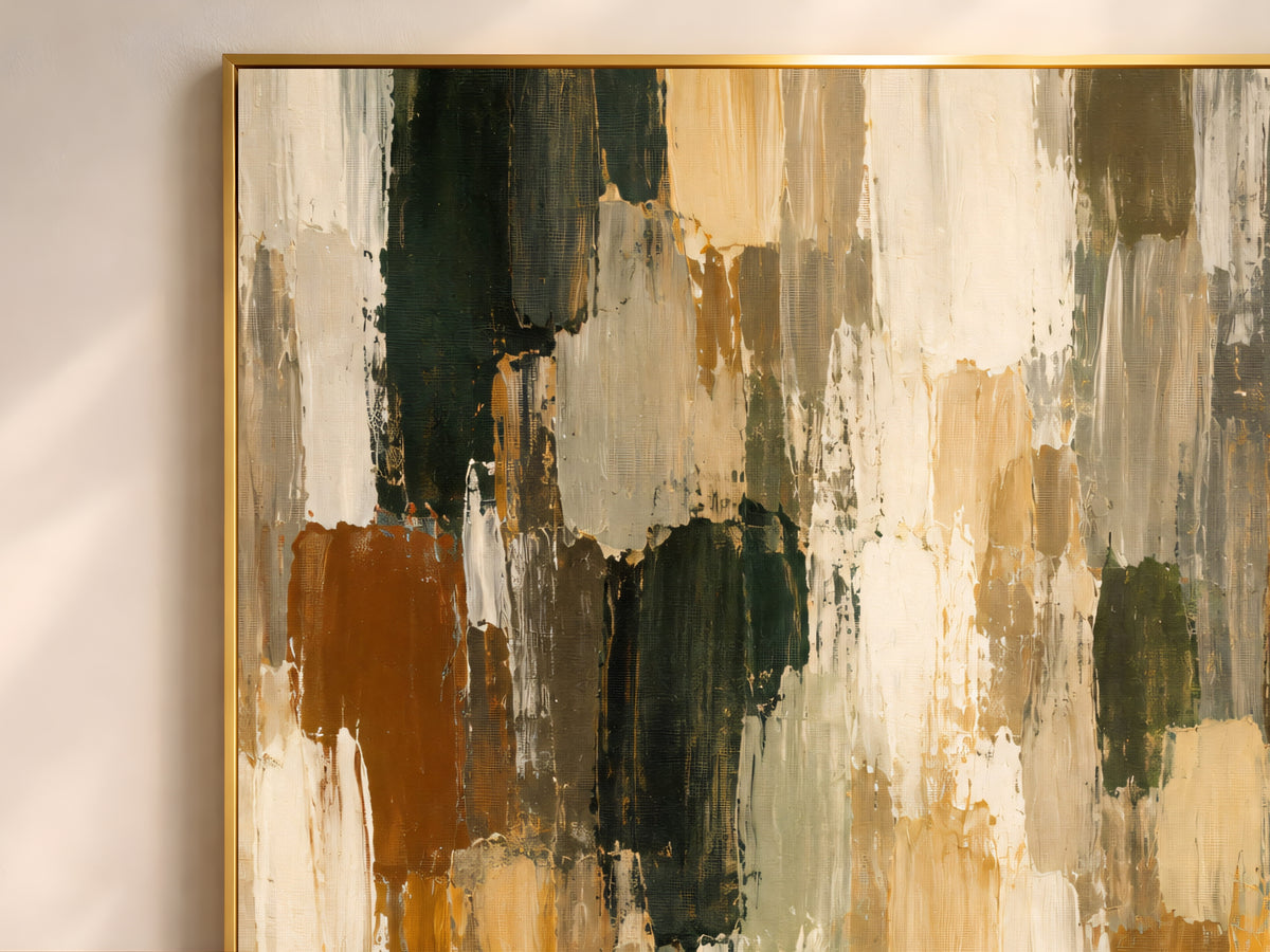 Earth Tone Abstract Wall Art, Terracotta Green Textured Painting - Digital Download