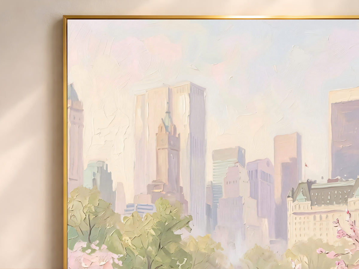 Central Park Cherry Blossom Print, Gapstow Bridge NYC Spring Wall Art - Digital Download