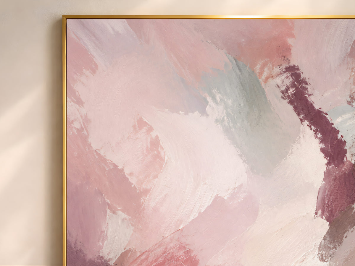 Plum Mauve Abstract Wall Art, Moody Blush Pink Painting - Digital Download