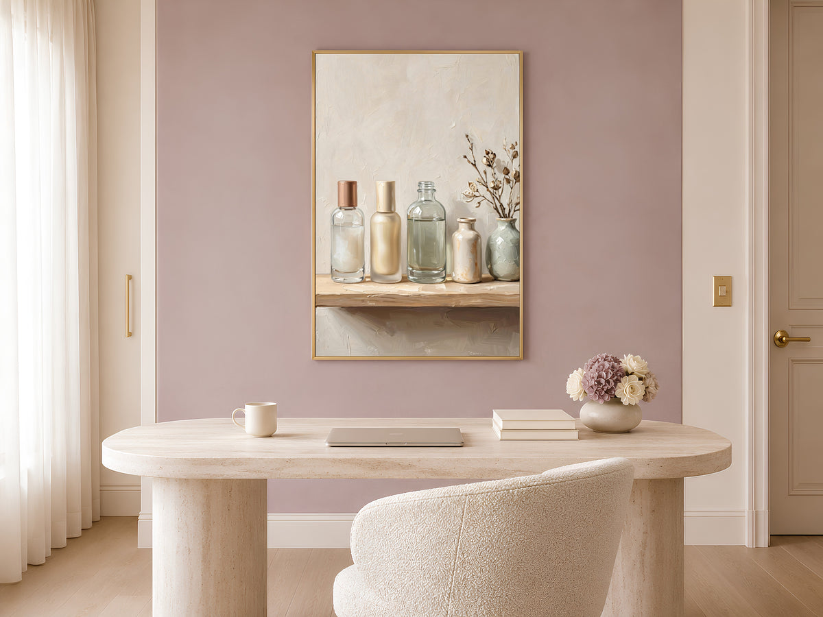 Bathroom Vanity Wall Art, Impasto Oil Painting Print - Digital Download