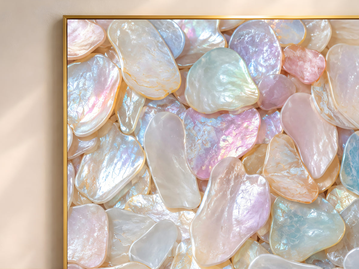 Iridescent Capiz Shell Wall Art, Opal Pearlcore Print - Digital Download