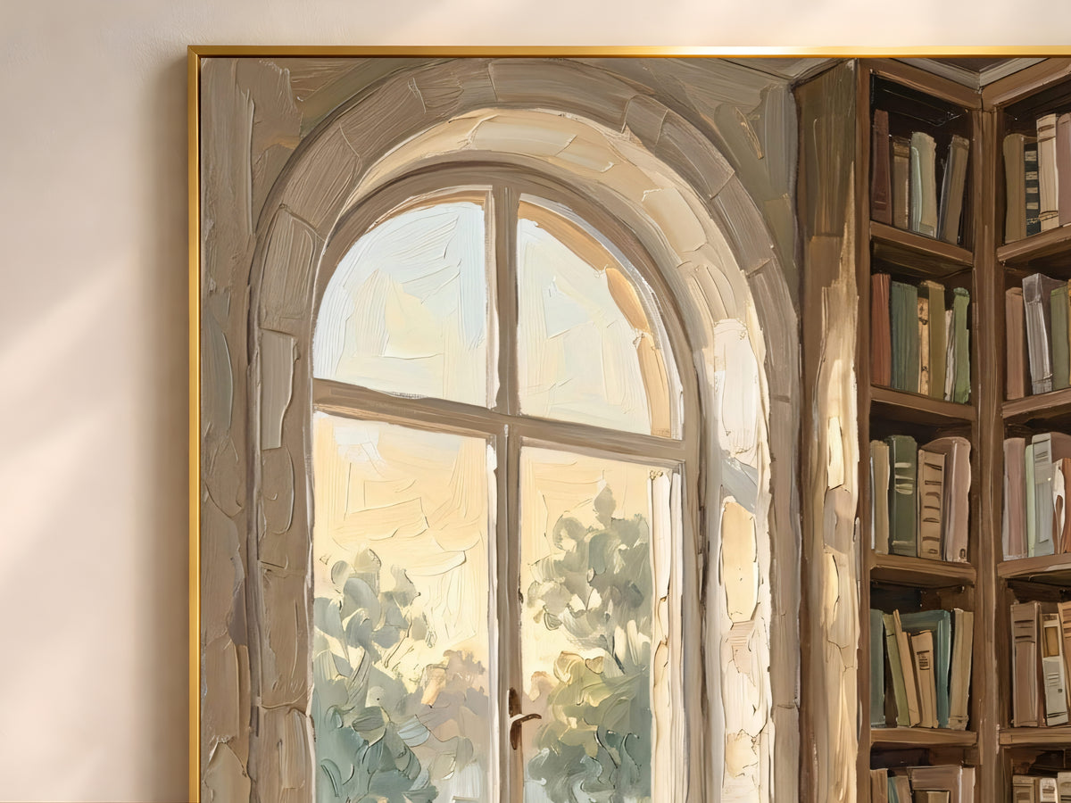Cozy Library Nook Print, Reading Nook Wall Art - Digital Download