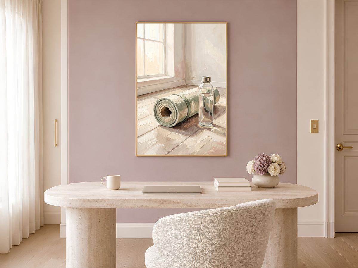 Yoga Mat Wall Art, Impasto Oil Painting Print - Digital Download