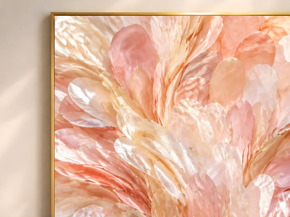 Blush Feather Wall Art, Pink Peach Ombre Print - Digital Download