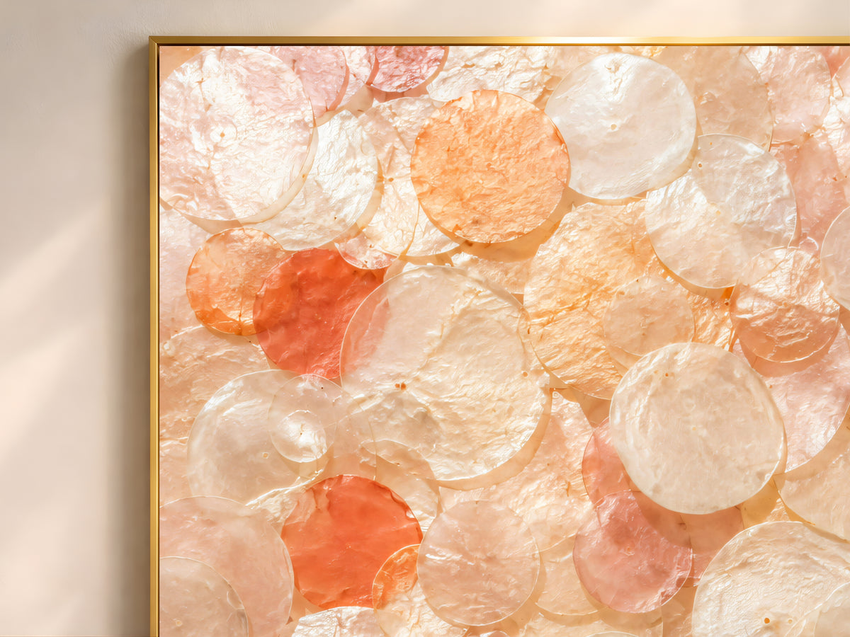 Terracotta Coral Capiz Shell Wall Art, Warm Orange Ombre Print - Digital Downlaod