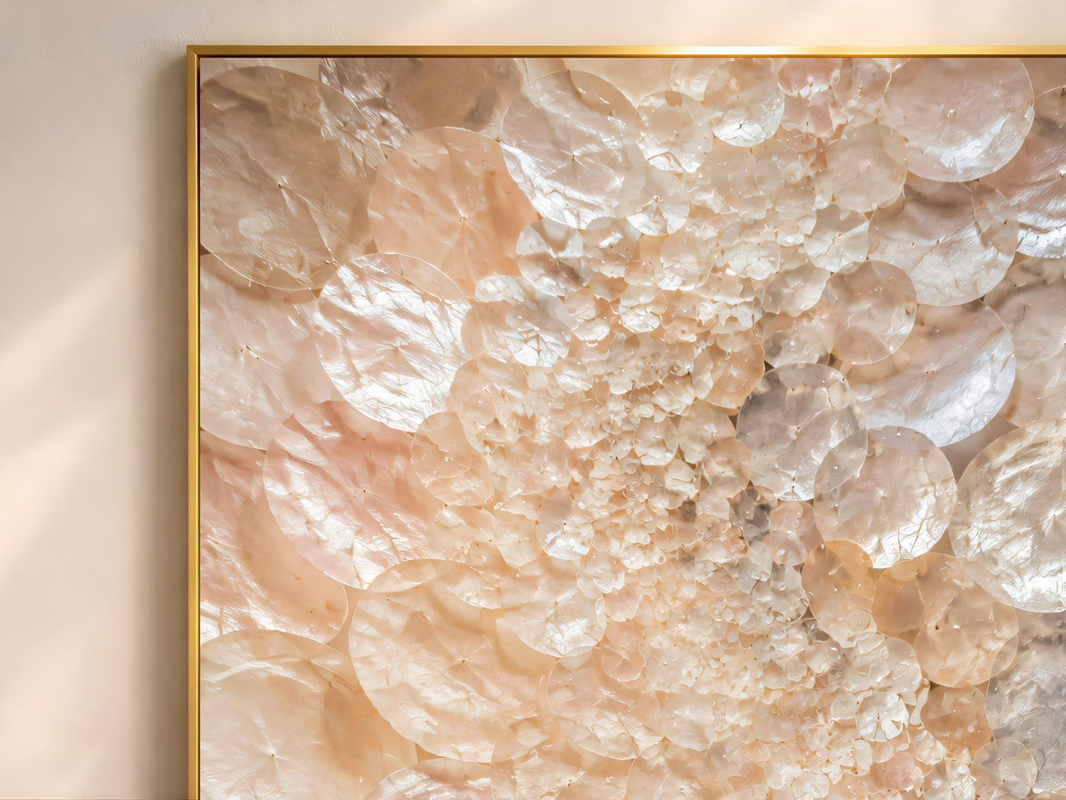 Champagne Druzy Capiz Shell Wall Art, Crystal Cluster Print - Digital Download