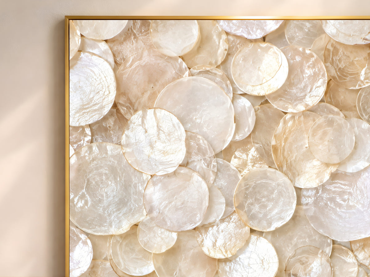 Capiz Shell Wall Art, Ivory Pearl Abstract Print - Digital Download