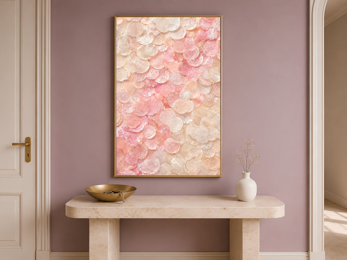Blush Pink Wall Art, Capiz Shell Abstract Print - Digital Download