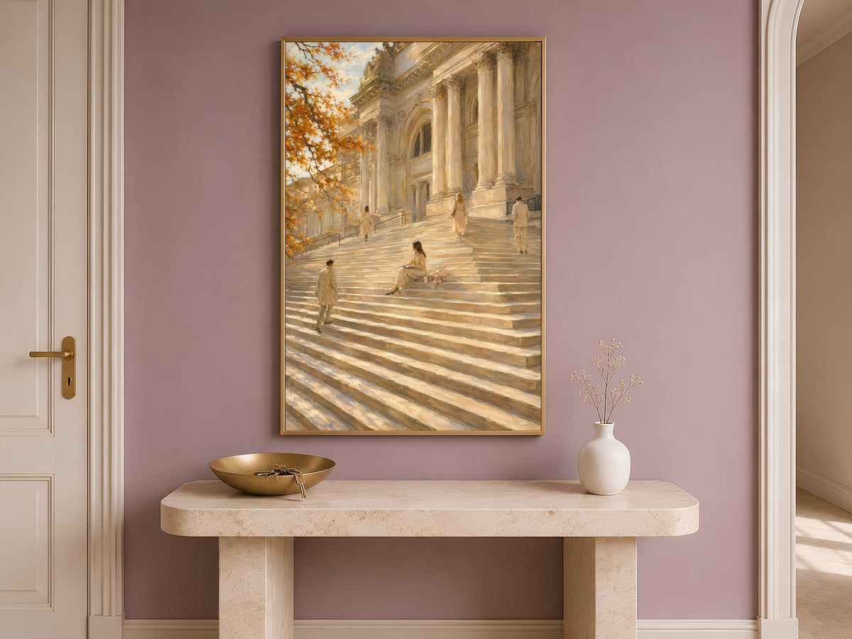 Light Academia Wall Art, Museum Steps Print, Old Money Aesthetic Painting - Digital Download