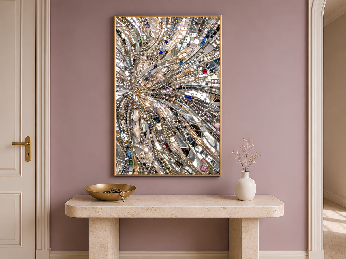 Mirror Mosaic Wall Art, Jeweled Disco Sunburst Print - Digital Download