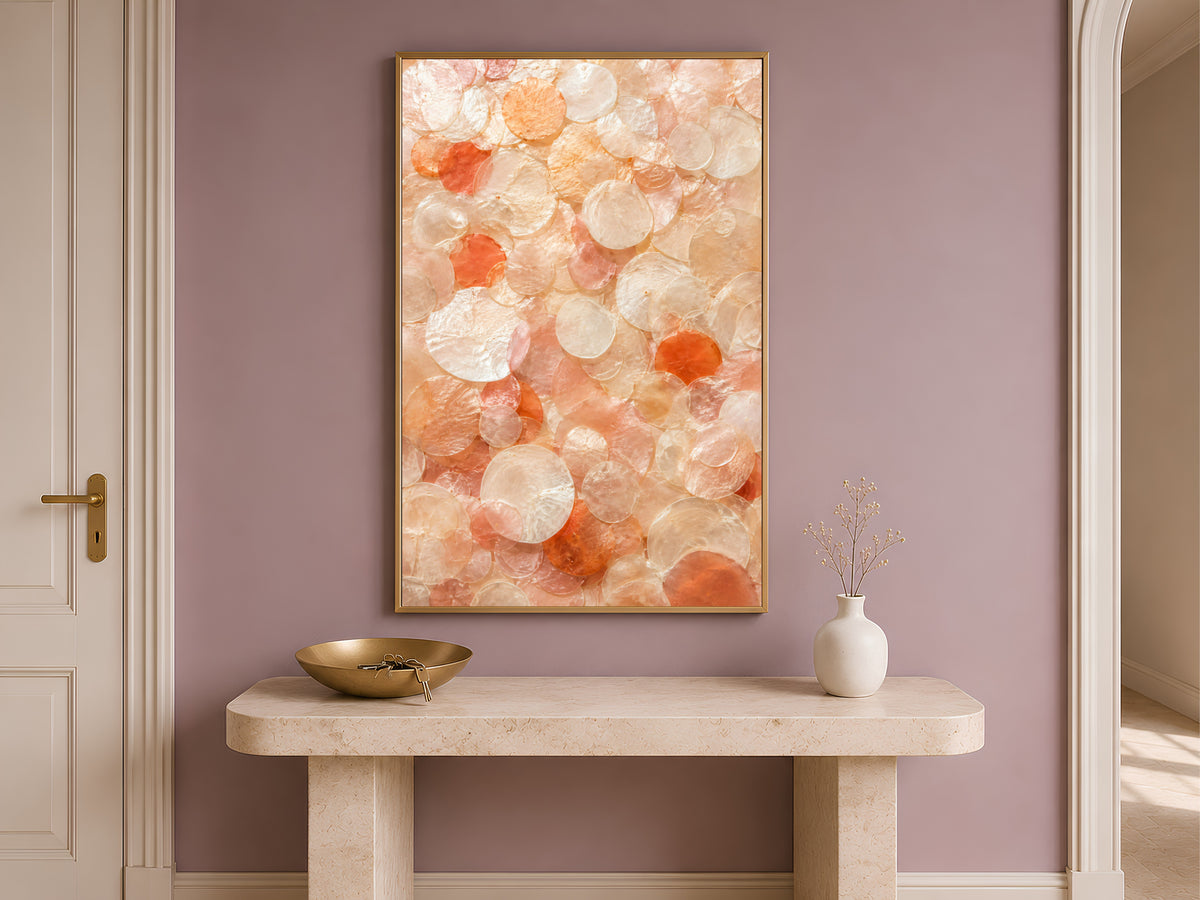 Terracotta Coral Capiz Shell Wall Art, Warm Orange Ombre Print - Digital Downlaod