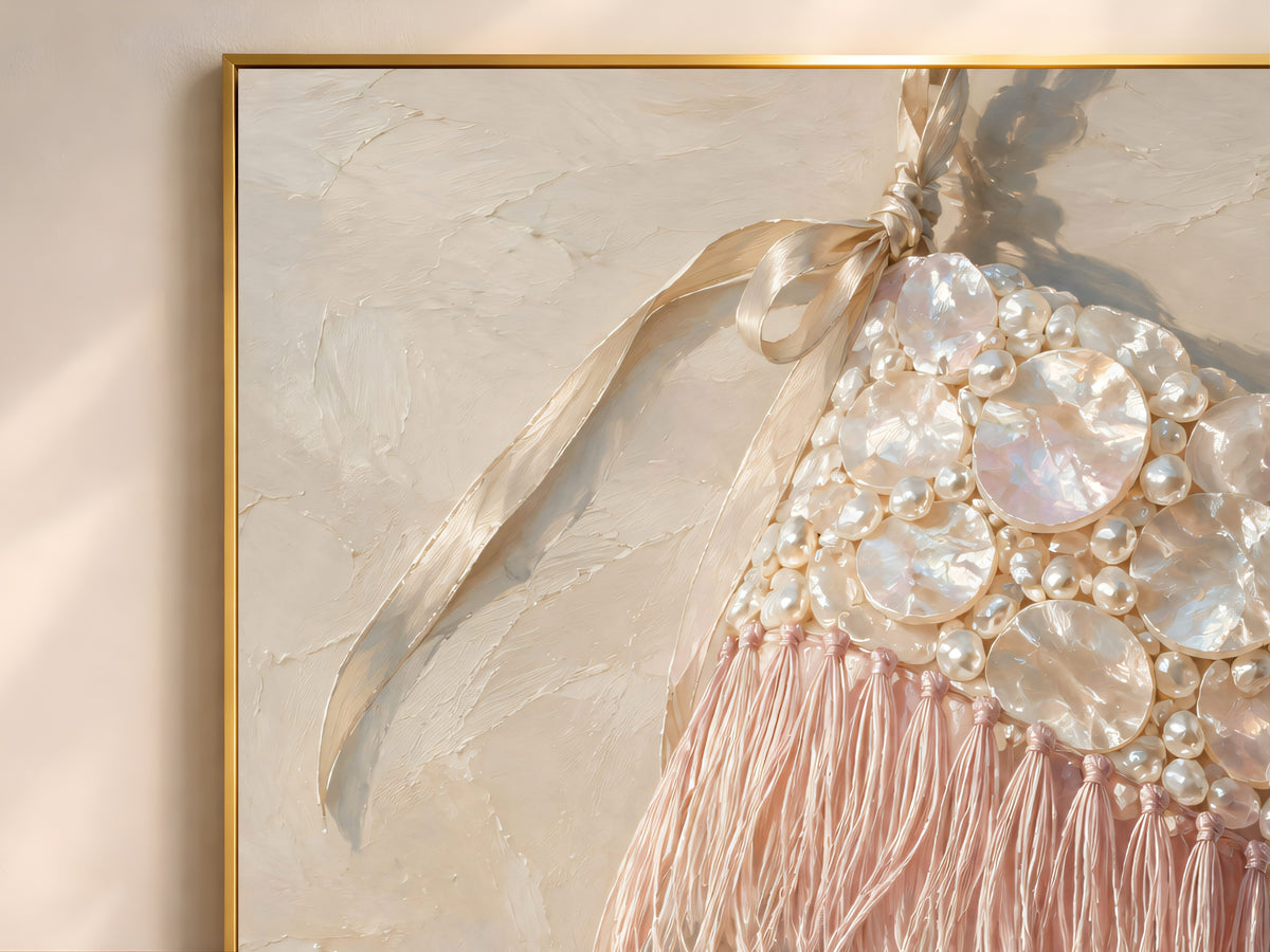 Rose Quartz Christmas Stocking Wall Art, Pearl Pink Print - Digital Download