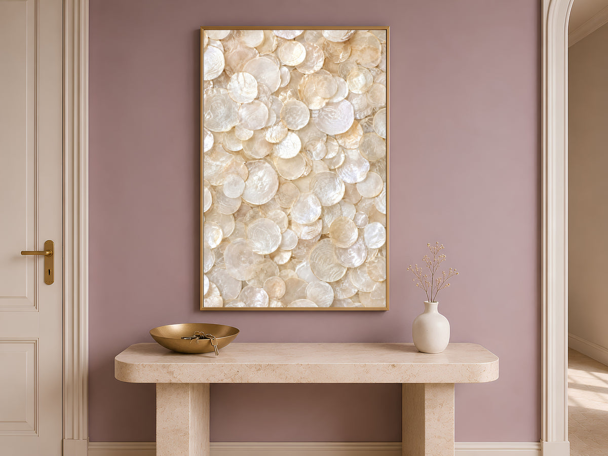 Capiz Shell Wall Art, Ivory Pearl Abstract Print - Digital Download