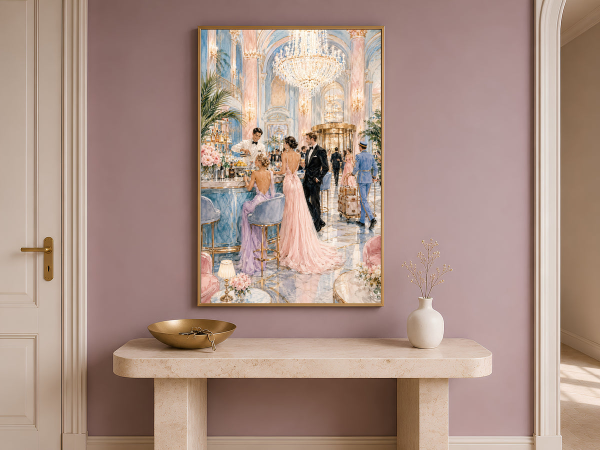 Grand Hotel Lobby Wall Art, Old Money Aesthetic Print - Digital Download