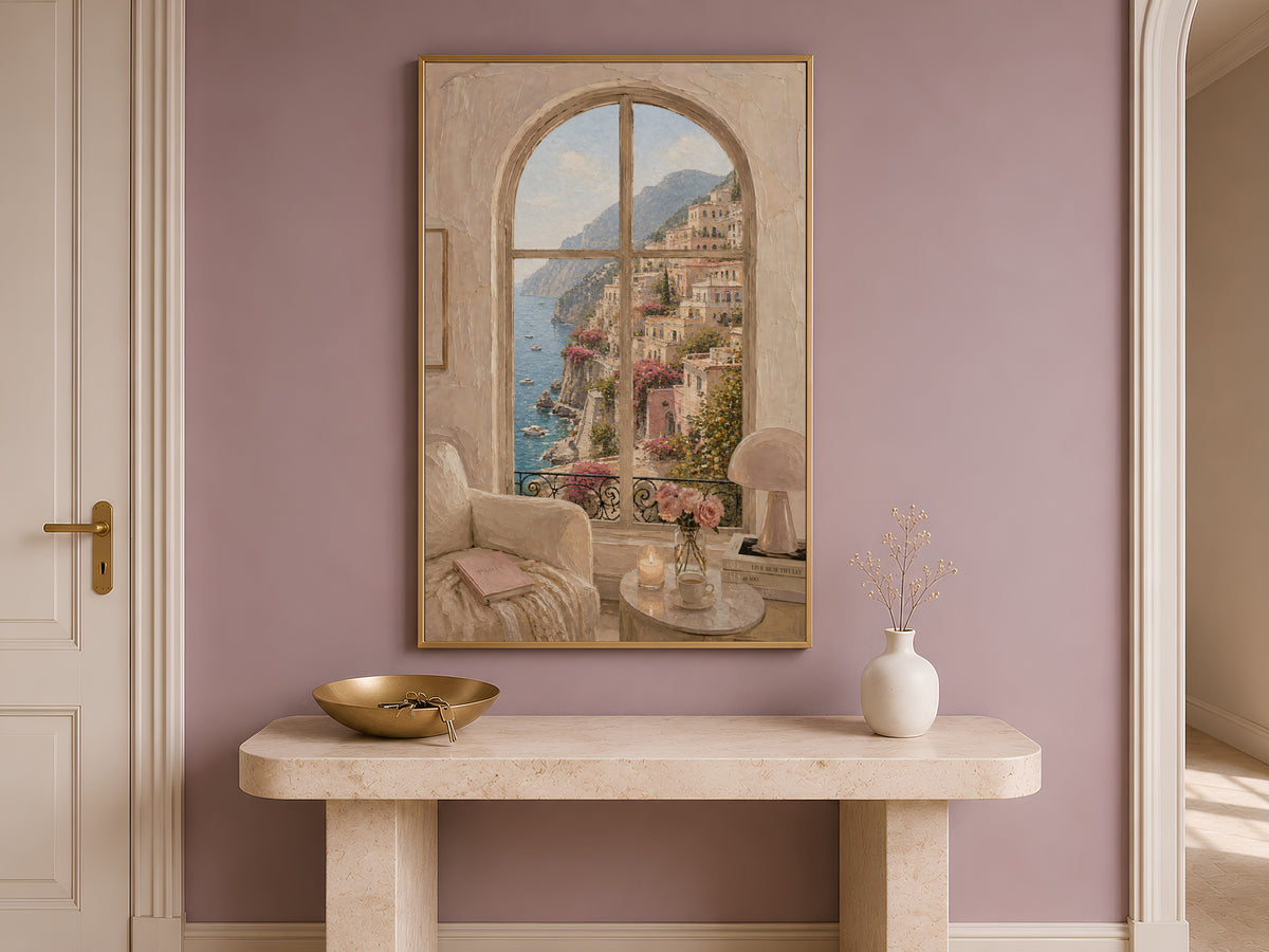 Water Park Window Wall Art, Resort Pool View Print - Digital Download