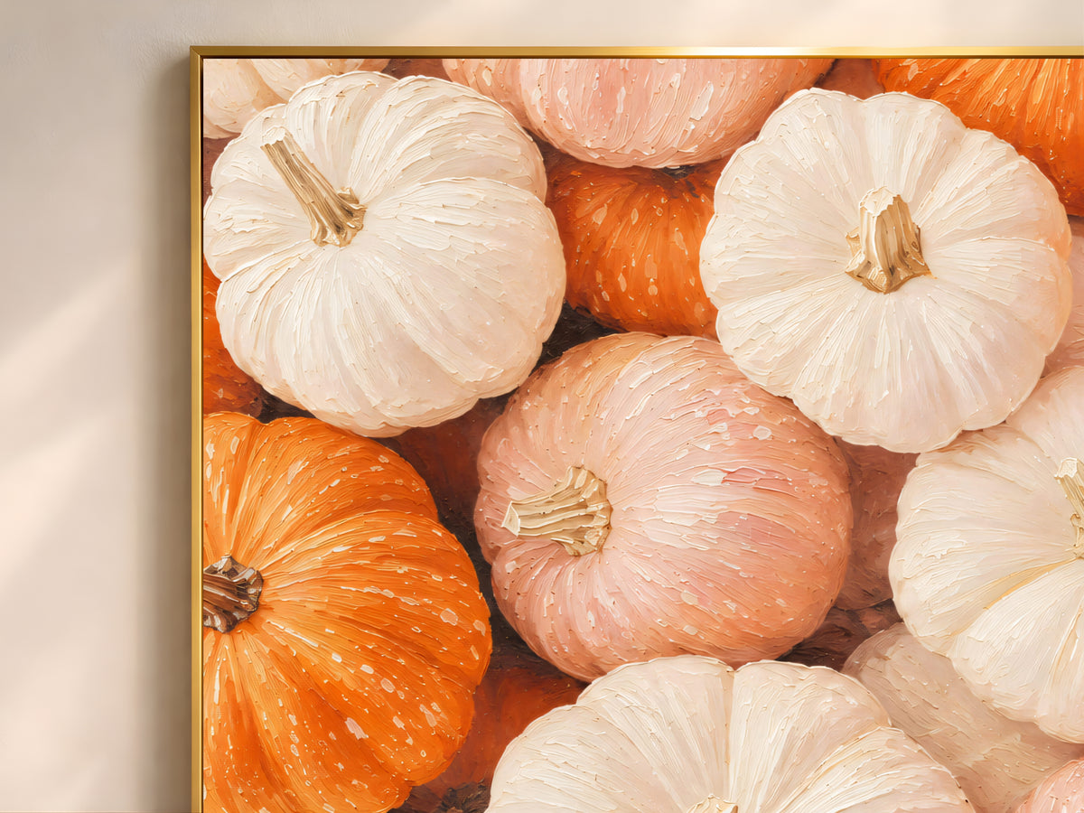 Blush Pink Pumpkin Patch Wall Art, Pastel Fall Print - Digital Download