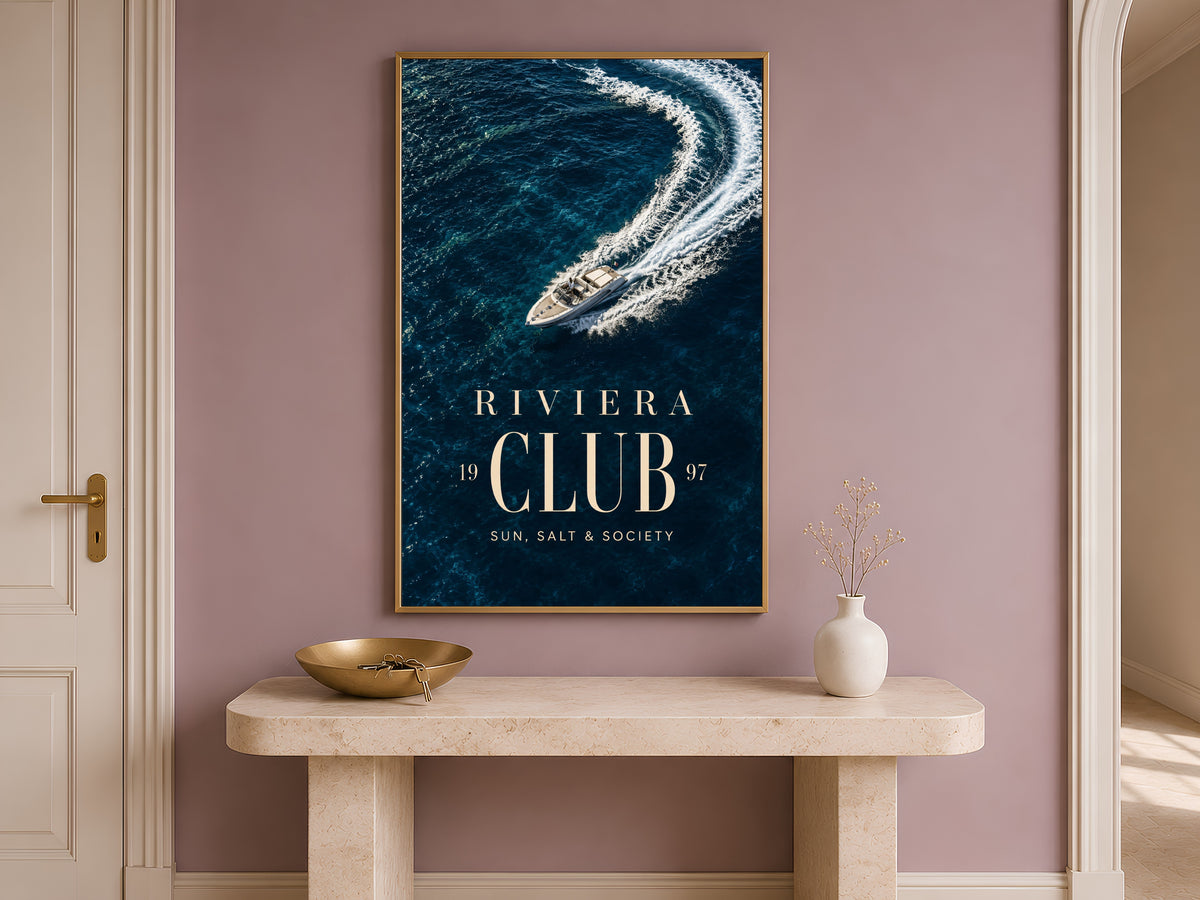 Riviera Club Yacht Poster, Old Money Aesthetic Print - Digital Download