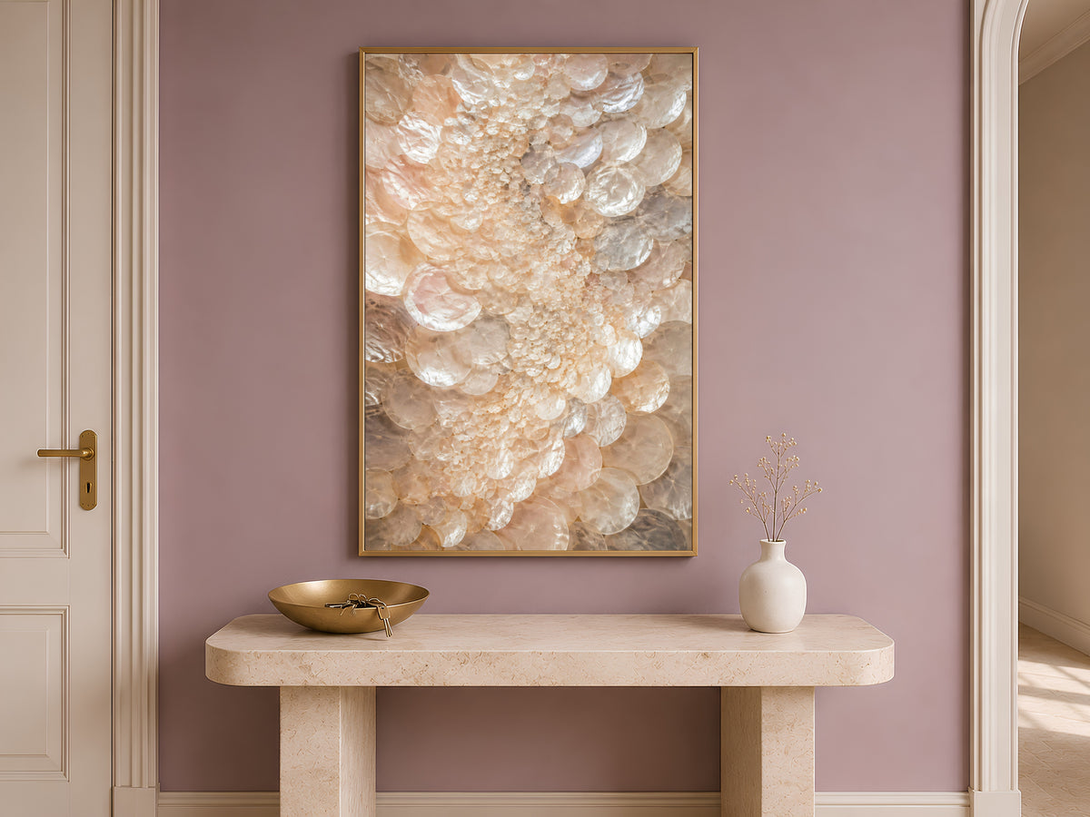 Champagne Druzy Capiz Shell Wall Art, Crystal Cluster Print - Digital Download