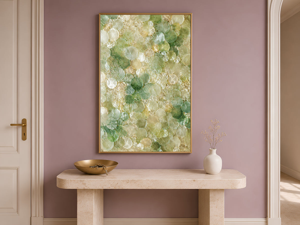 Sage Green Capiz Shell Wall Art, Jade Ombre Print - Digital Download