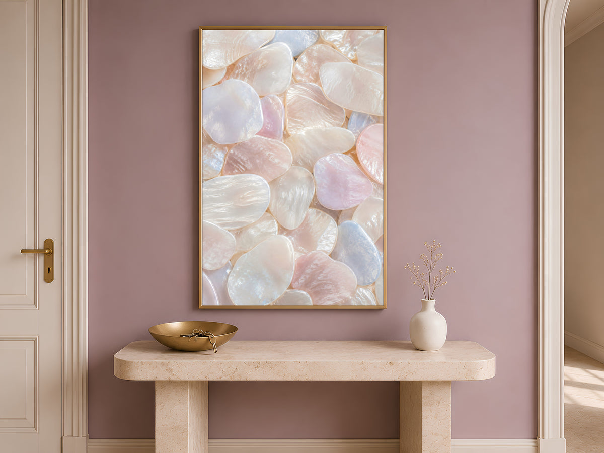 Blush Pearl Capiz Shell Wall Art, Soft Pink Ivory Print - Digital Download