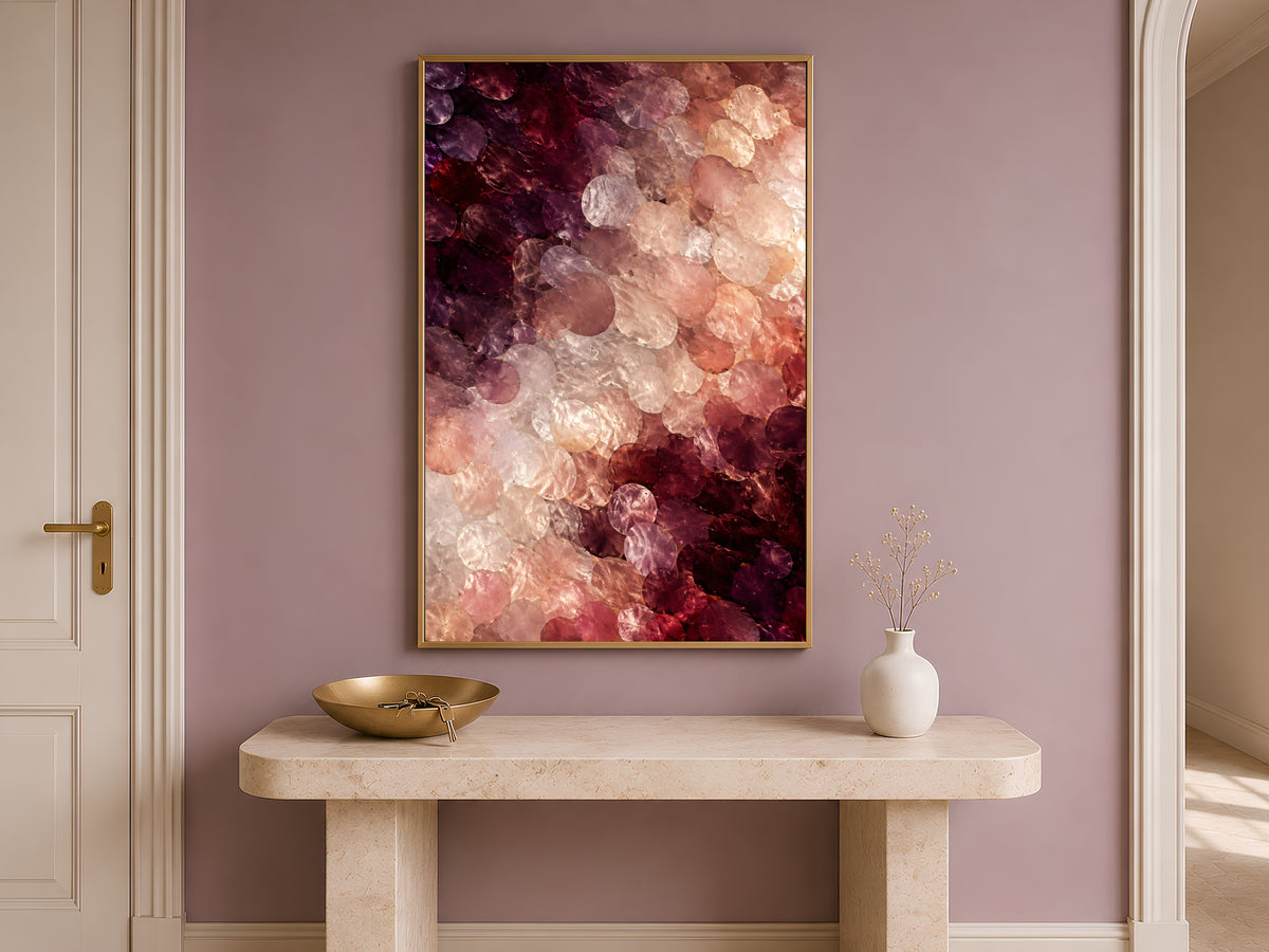 Merlot Capiz Shell Wall Art, Moody Wine Ombre Print - Digital Download