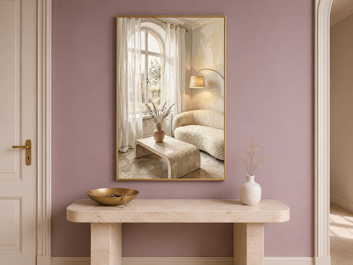 Warm Minimalism Wall Art, Cream Living Room Print - Digital Download