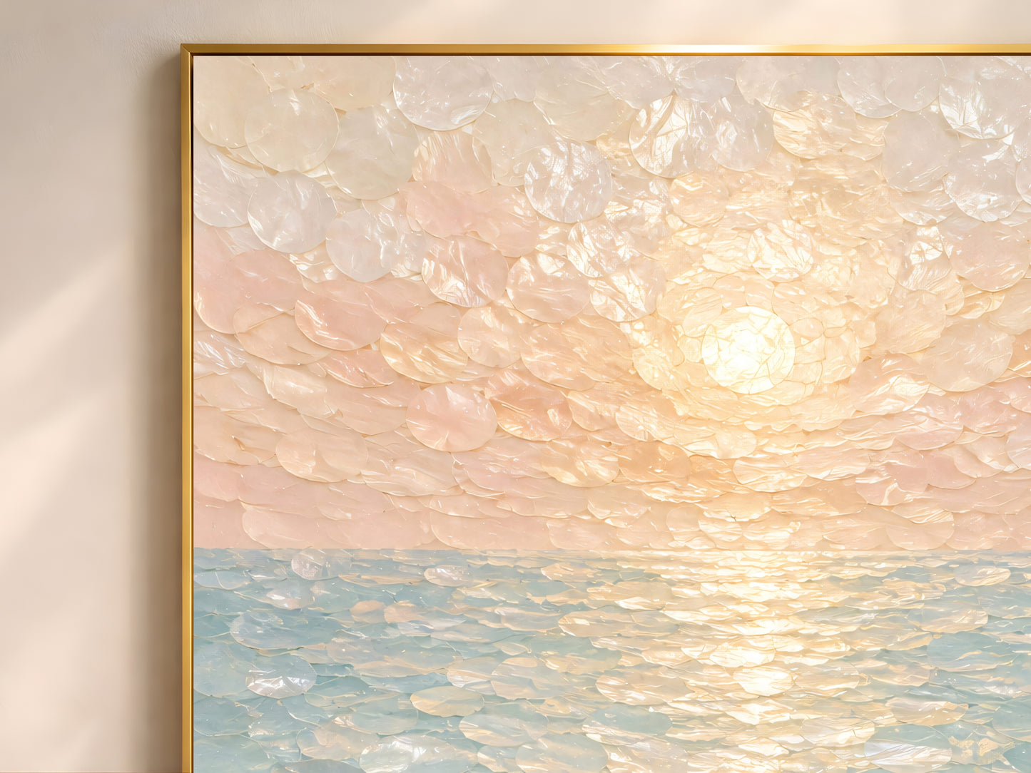Mosaic Ocean Wall Art, Pastel Sunset Seascape Print - Digital Download