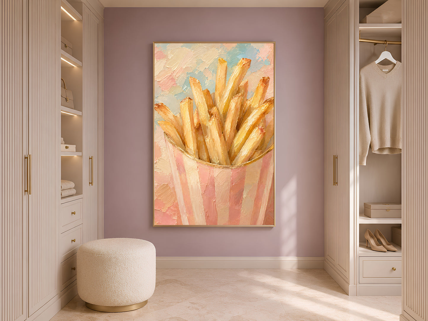 French Fries Wall Art Print, Impasto Oil Painting - Digital Download