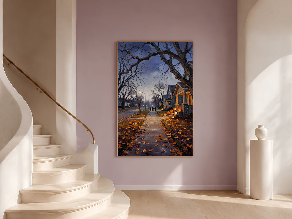 Trick or Treat Wall Art, Impasto Oil Painting Print - Digital Download