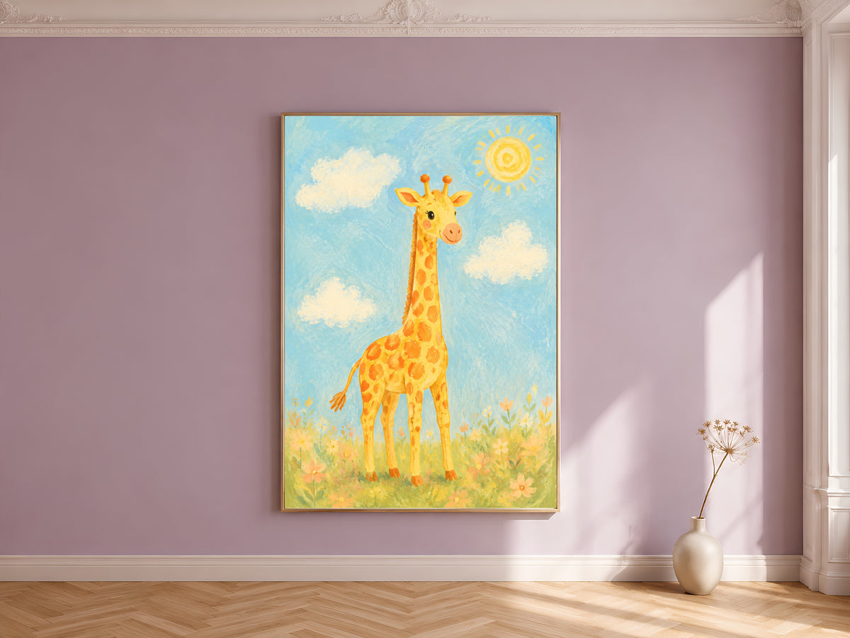 Giraffe Nursery Wall Art, Safari Kids Room Print - Digital Download
