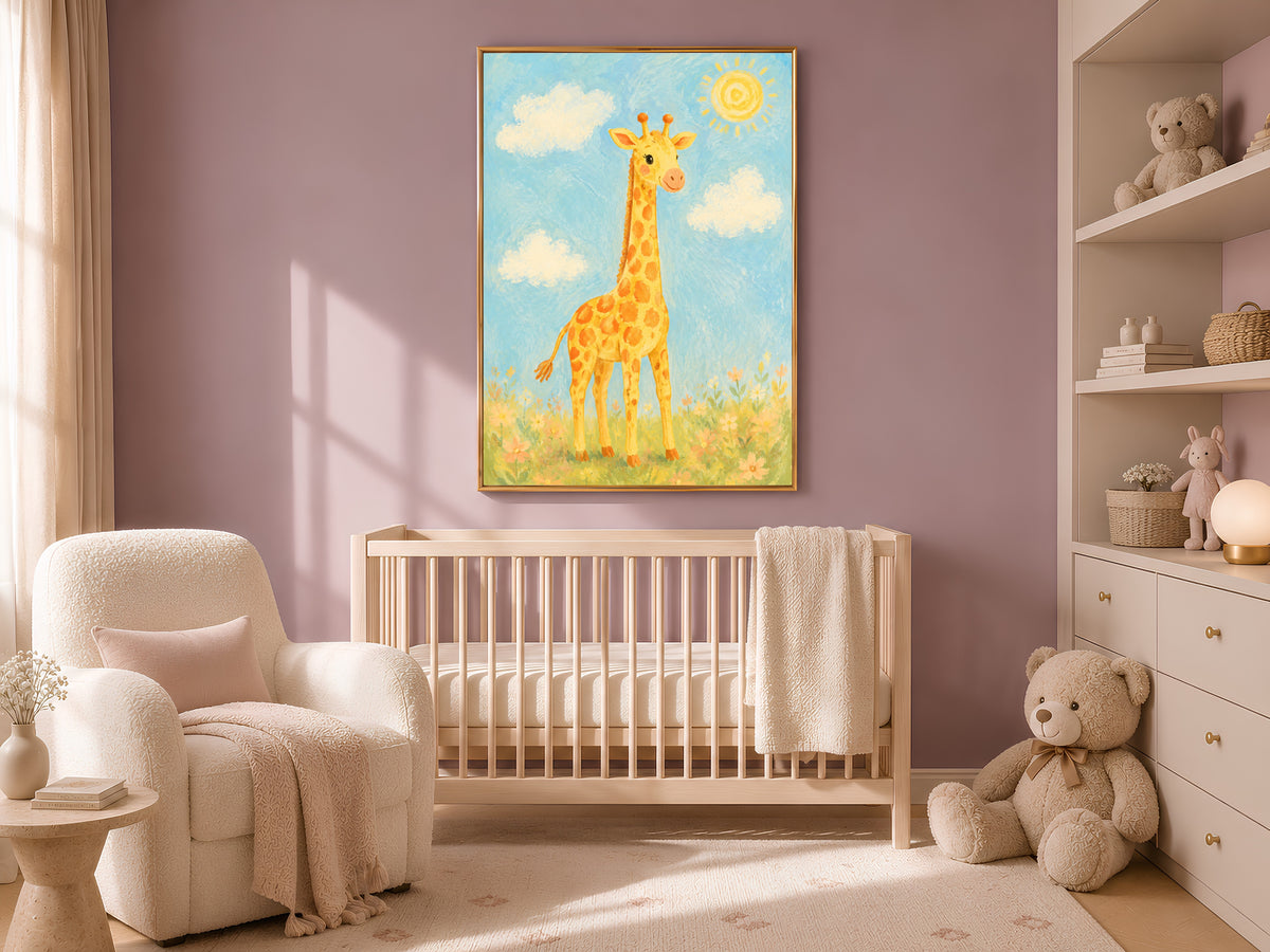 Giraffe Nursery Wall Art, Safari Kids Room Print - Digital Download
