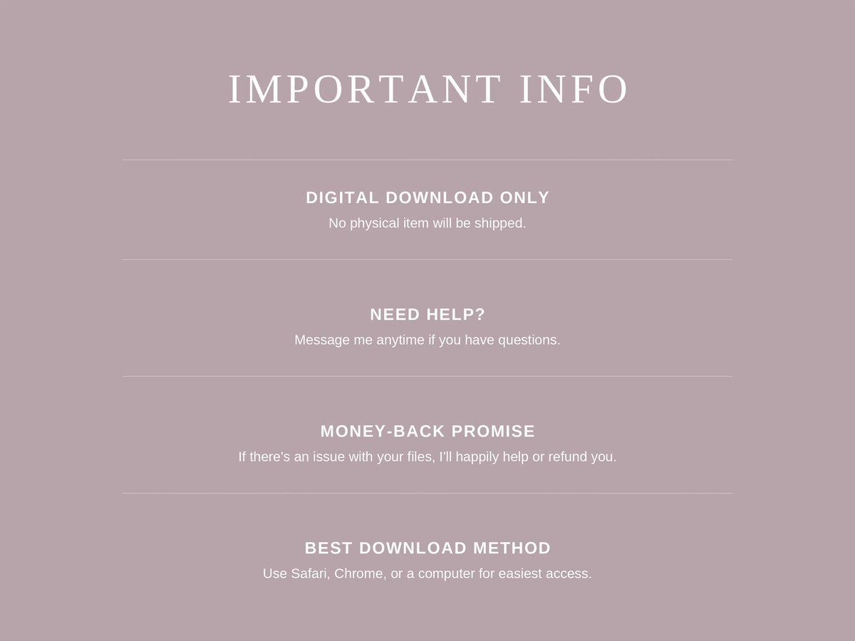 Important info: instant digital download, no physical item shipped, print at home or local shop