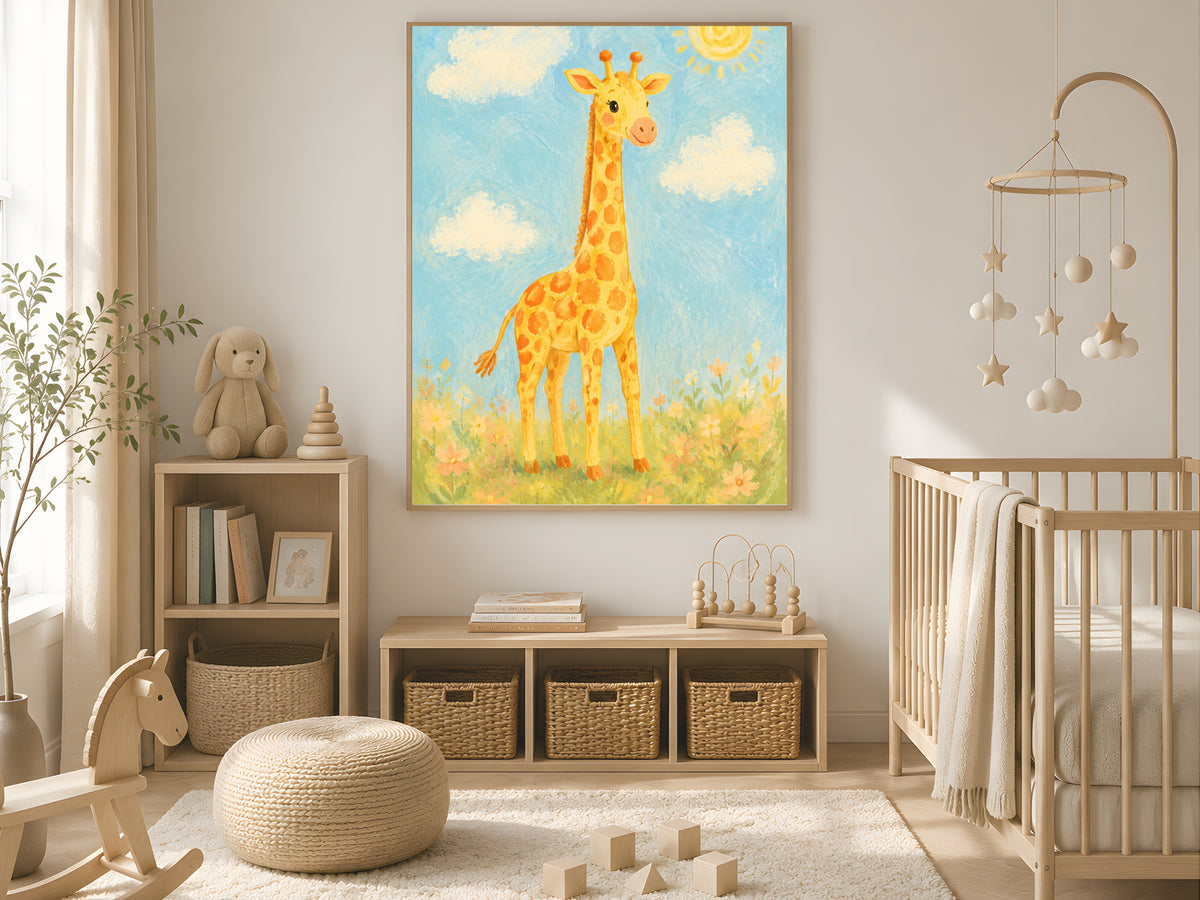Giraffe Nursery Wall Art, Safari Kids Room Print - Digital Download