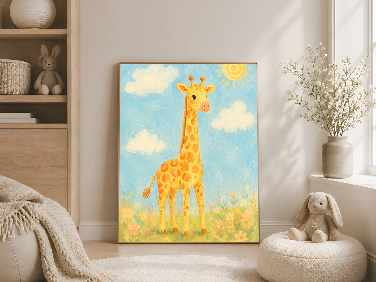 Giraffe Nursery Wall Art, Safari Kids Room Print - Digital Download