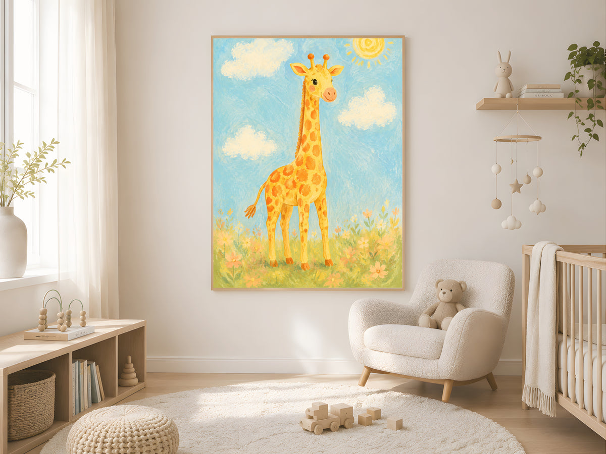 Giraffe Nursery Wall Art, Safari Kids Room Print - Digital Download