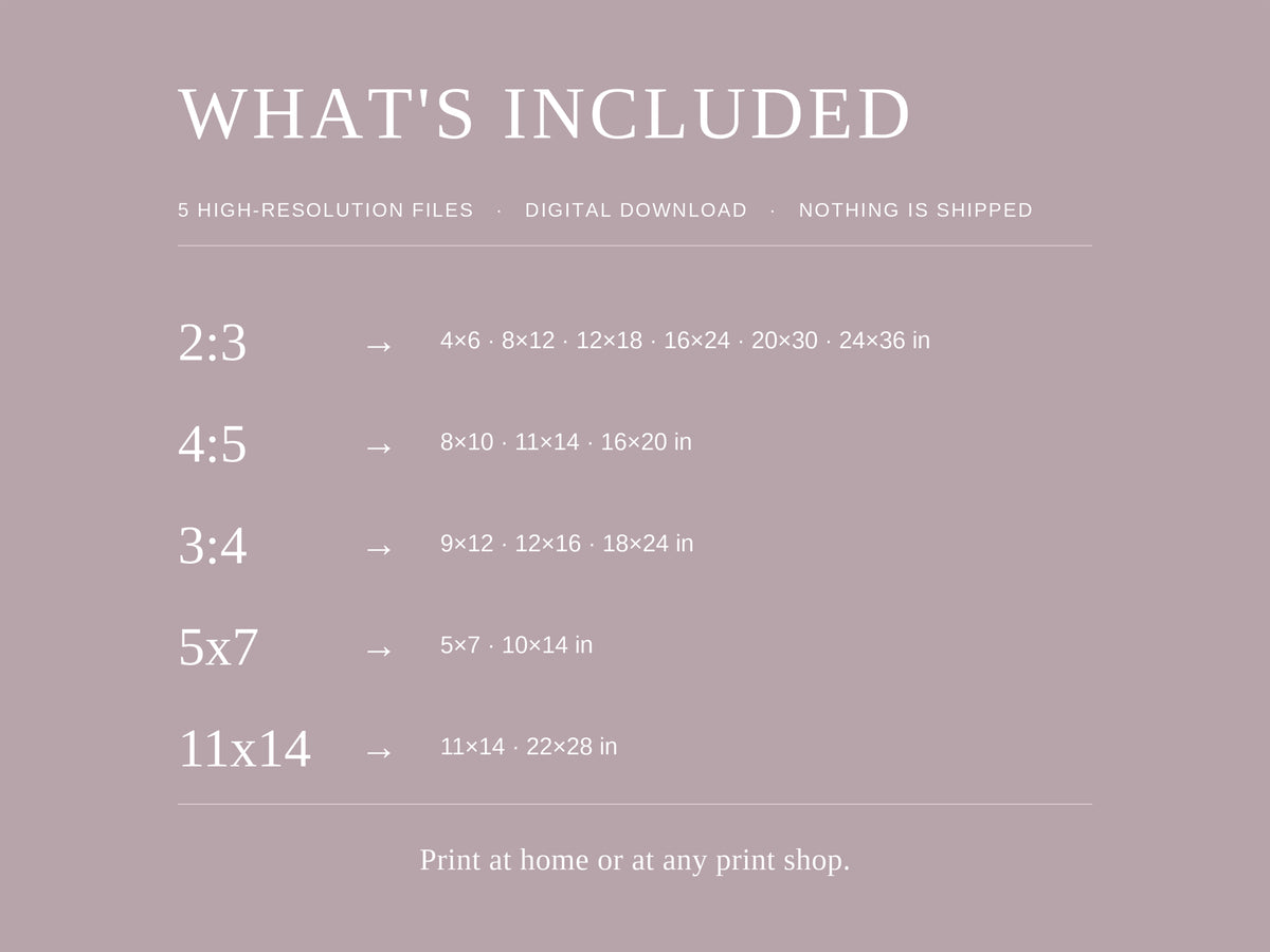 Digital download file sizes included: 2:3, 4:5, 3:4, 5x7, and 11x14 print ratios