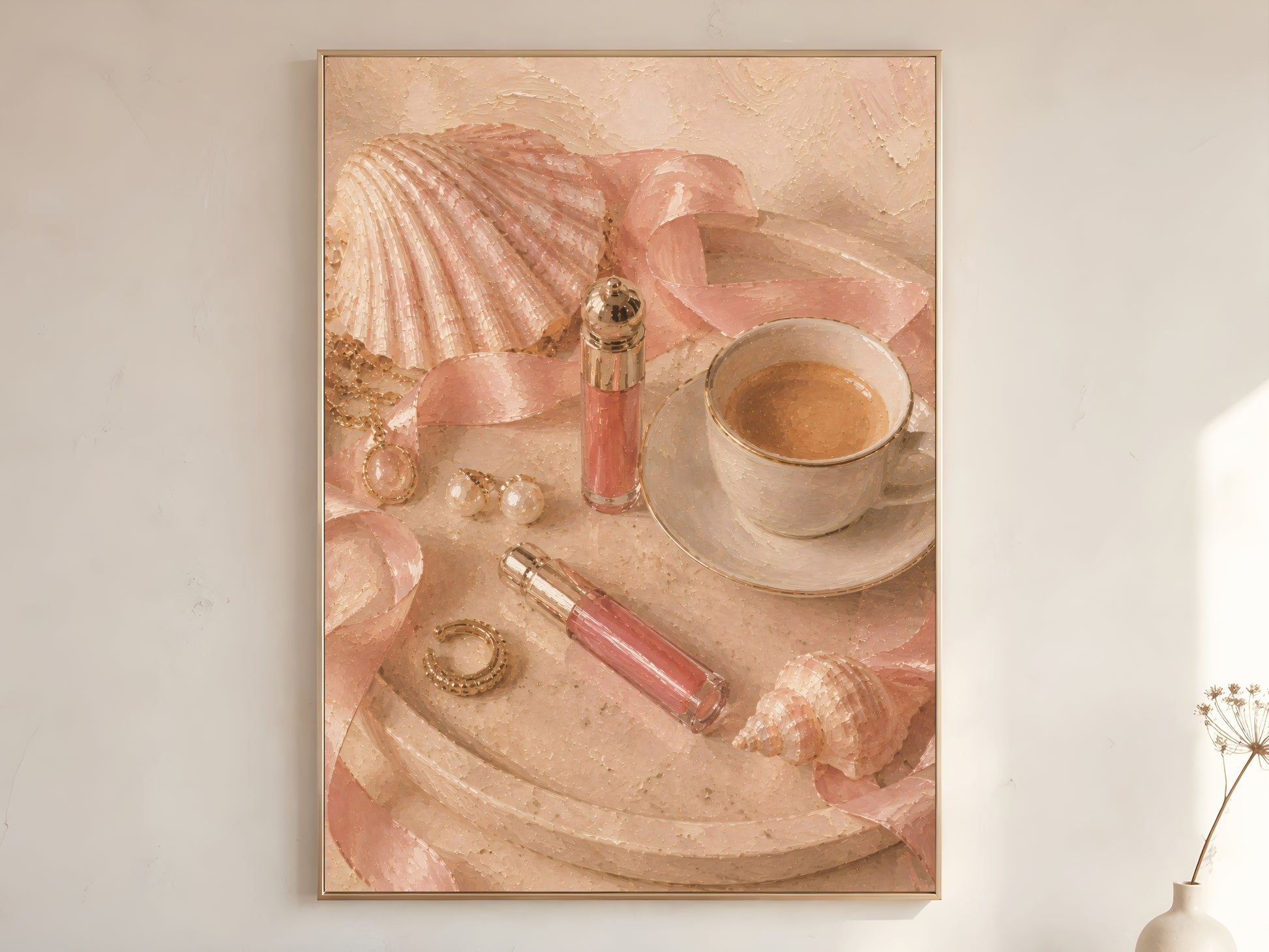 Rich girl bathroom wall art printable, feminine spa-inspired decor, luxury neutral bathroom artwork, coastal Italy digital download